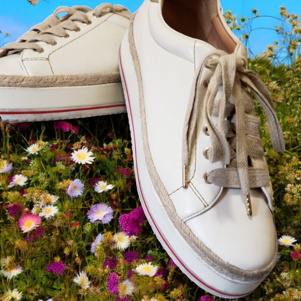 Joie Platform Leather/Stripe Sneakers
